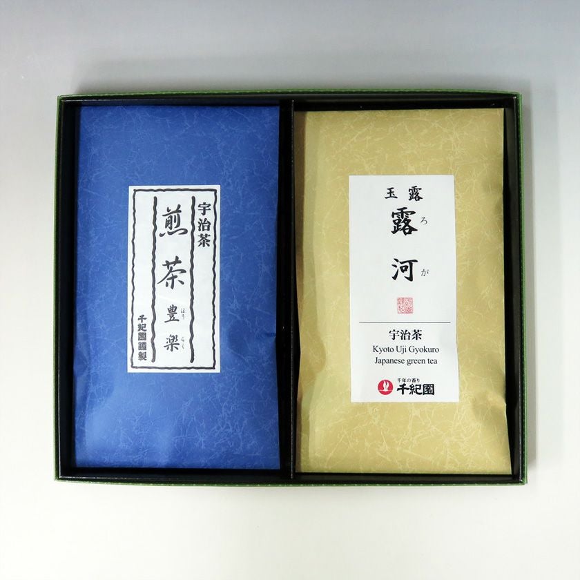 千紀園（せんきえん）の宇治茶詰合せ 宇治玉露「露河」80g 宇治煎茶「豊楽」80g