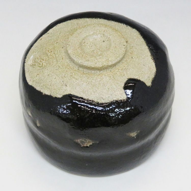 茶道具 【茶道具・楽茶碗】十一代 慶入黒茶碗 銘「小槌」写佐々木昭