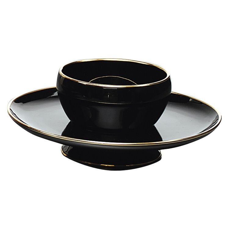 茶道具 天目茶碗 天目台 二件(ZE522) 茶道具 天目茶碗（てんもくちゃわん） 新油滴天目茶碗セット (真塗