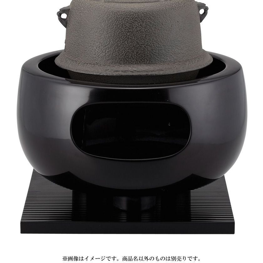 ss2754　眉風炉　茶道具　脚付き　風炉　陶器製　黒　灰付き　レトロ　直径33cm　火鉢　和小物　古道具 茶道具 風炉（ふろ） 黒陶・乳足 眉風炉 尺〇 蒲池窯