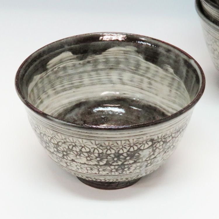 茶道具　御本三島　数茶碗　十客 茶道具 数茶碗（かずちゃわん） 数茶碗 古三島 5客 中村与平