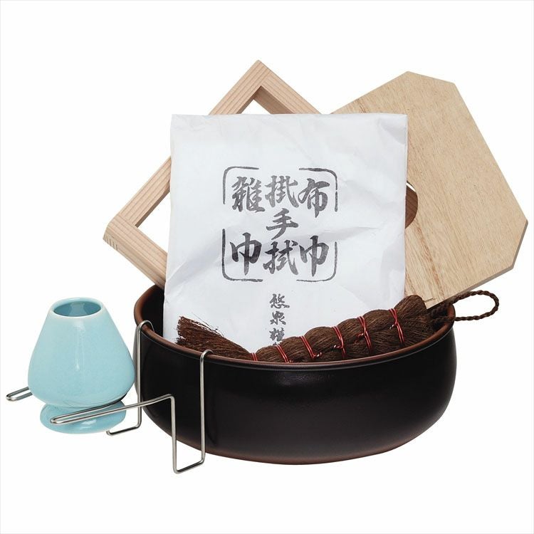 茶道具 茶巾たらいセット (茶筌休・ホルダー・釜底タワシ・水屋雑巾