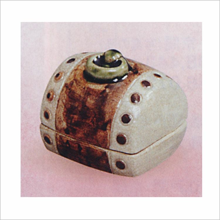 ✨美品未使用✨　松本鉄山　茶道具　香合　鐵山　織部　MT690 茶道具 香合 織部 太鼓 松本鉄山 香合
