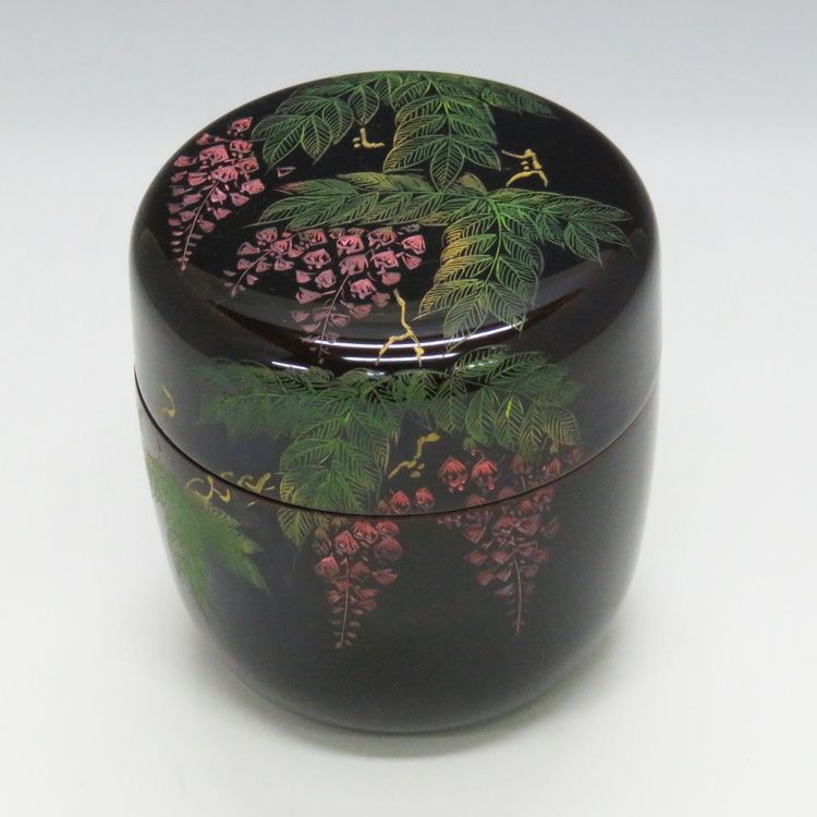 茶道具　中棗　琉球塗 茶道具 中棗 溜塗 色彩沈金 藤 中村湖彩(茶道具 茶道 通販 中棗 棗