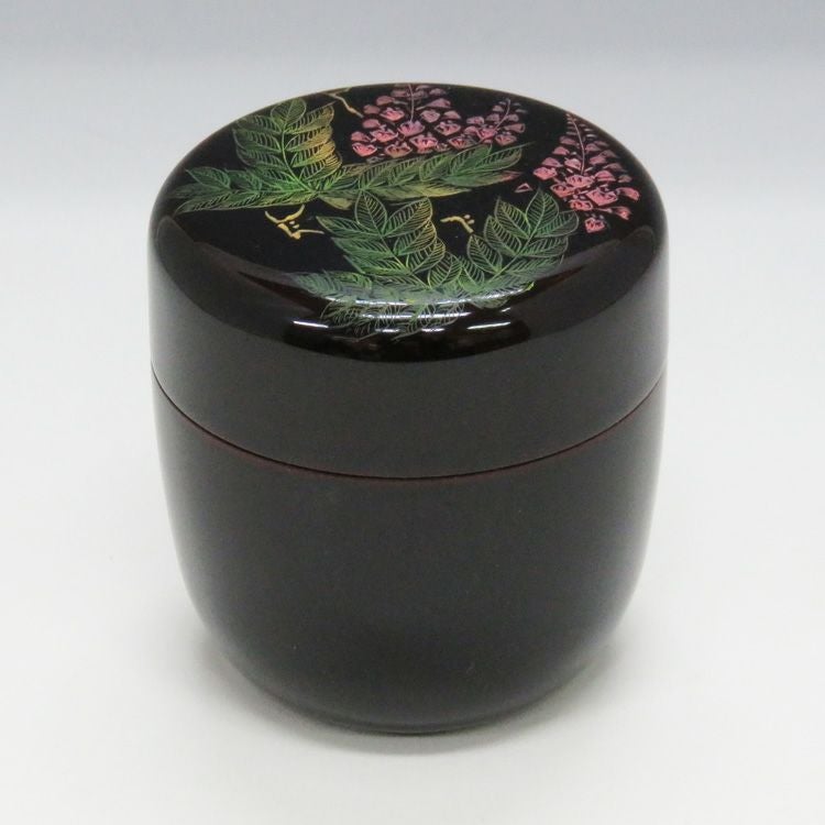 茶道具 中棗 溜塗 色彩沈金 藤 中村湖彩(茶道具 茶道 通販 中棗 棗