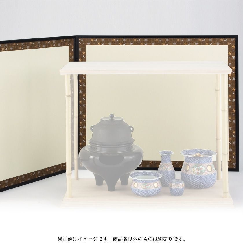 キズ有【茶器/茶道具 風炉先屏風】 風炉先 2尺4寸 利休型 和紙貼 紅葉 