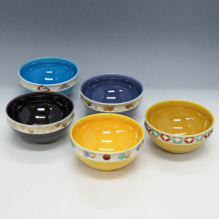 茶道具 数茶碗（かずちゃわん） 数茶碗 交趾 五色 5客 中村翠嵐