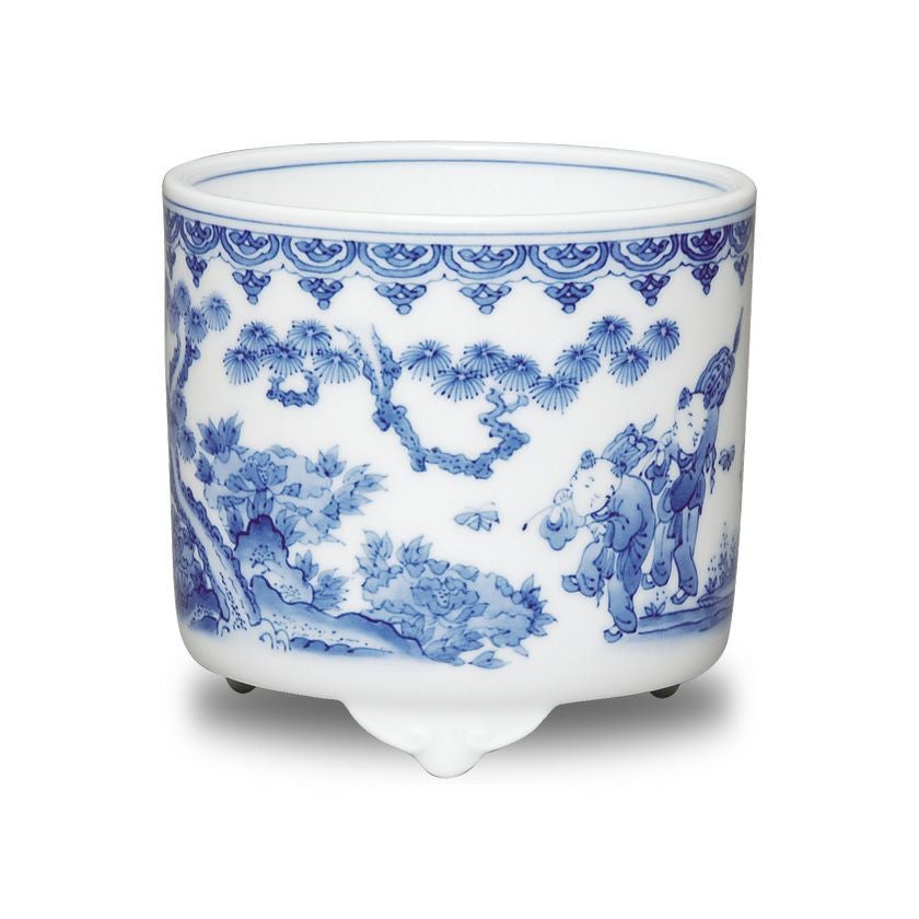 江戸　染付　鶴紋茶杓入　古染　茶道具　送料込み1007 染付印判松竹梅見込寿紋鉢 和食器 和骨董