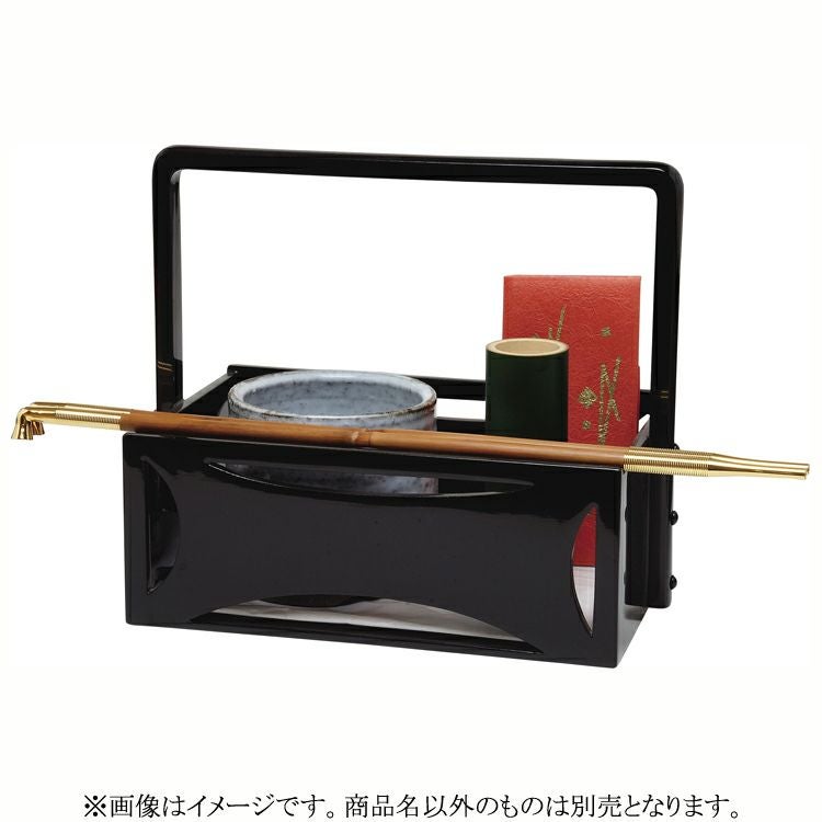 茶道具 煙草盆 莨盆 糸巻透 一双 岡本 陽斉 表千家 茶道具 莨盆（煙草盆・たばこぼん） 糸巻透手付莨盆 真塗 即中斎好写
