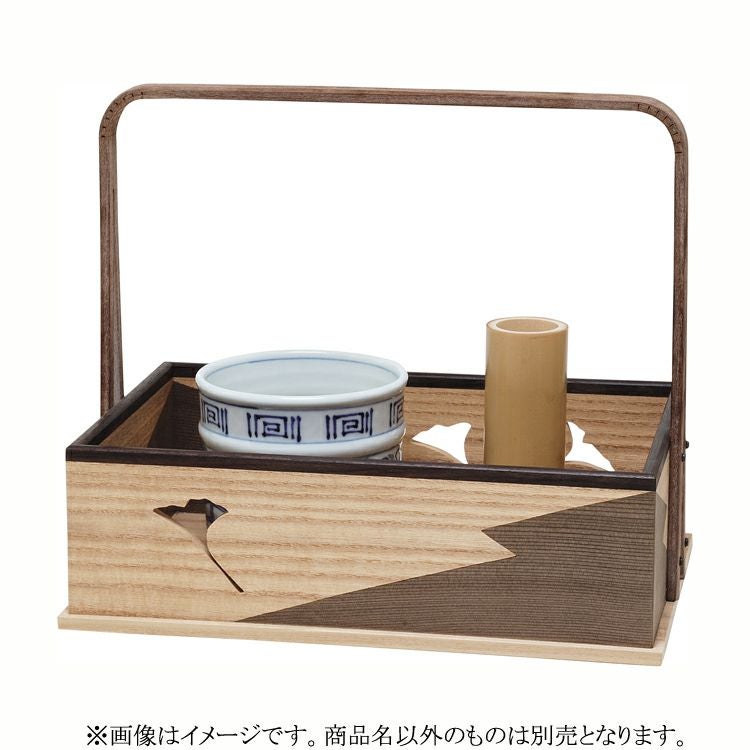 D0104）銀製品 銀縁唐木煙草盆一式 ボンボニエール シガレットケース 煙草盆 茶道具 莨盆（煙草盆・たばこぼん） 銀杏透莨盆 鵬雲斎好写 山本