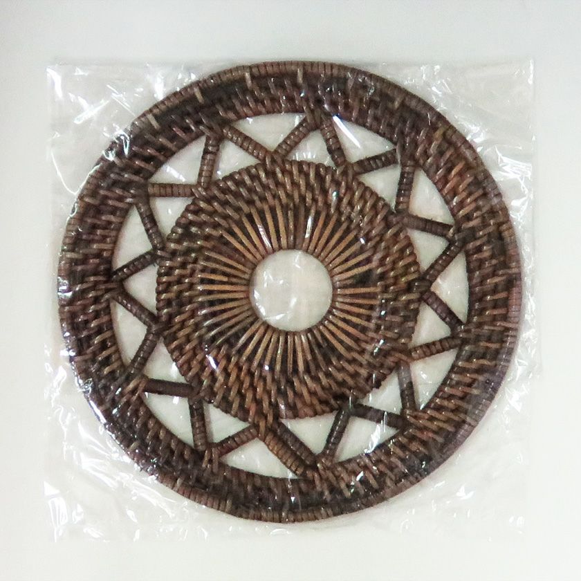 竹細工 花台 敷板 藤釜敷 鉄瓶敷 2枚 茶道具 釜敷（かましき） 藤釜敷 花形