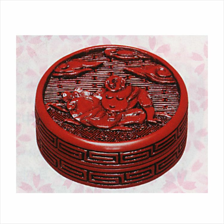 茶道具 堆朱香合 大名物 居布袋図 尾吉蔵 香合