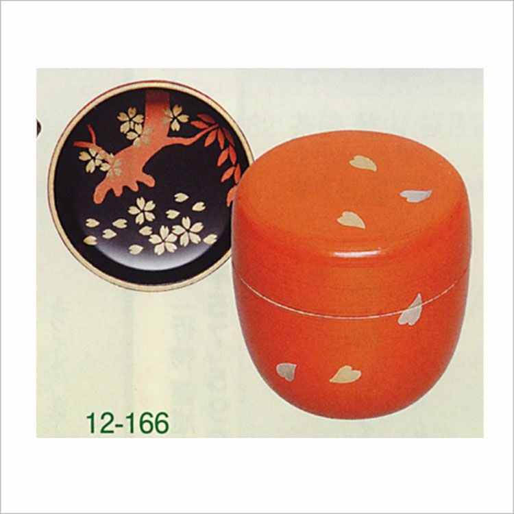 茶道具 中棗 刷毛目塗 (蓋裏)嵐山蒔絵 木質 棗