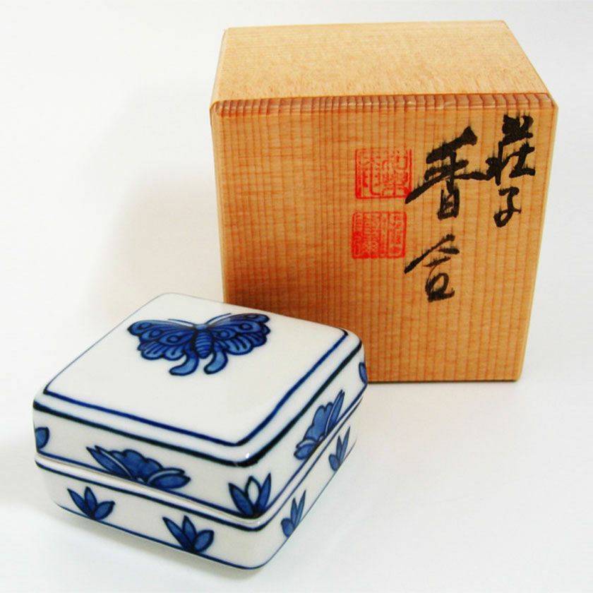 茶道具 香合（こうごう） 香合 染付 荘子 高野昭阿弥