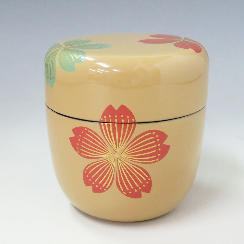茶道具 棗（なつめ） 中棗 白漆 桜 中村湖彩 棗