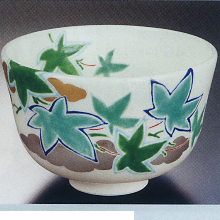 色絵 「八ツ橋」山本蓼 仁清 抹茶碗 茶道具 共箱(82X) 山本蓼（やまもとたで） ｜茶道具｜$SHOP$