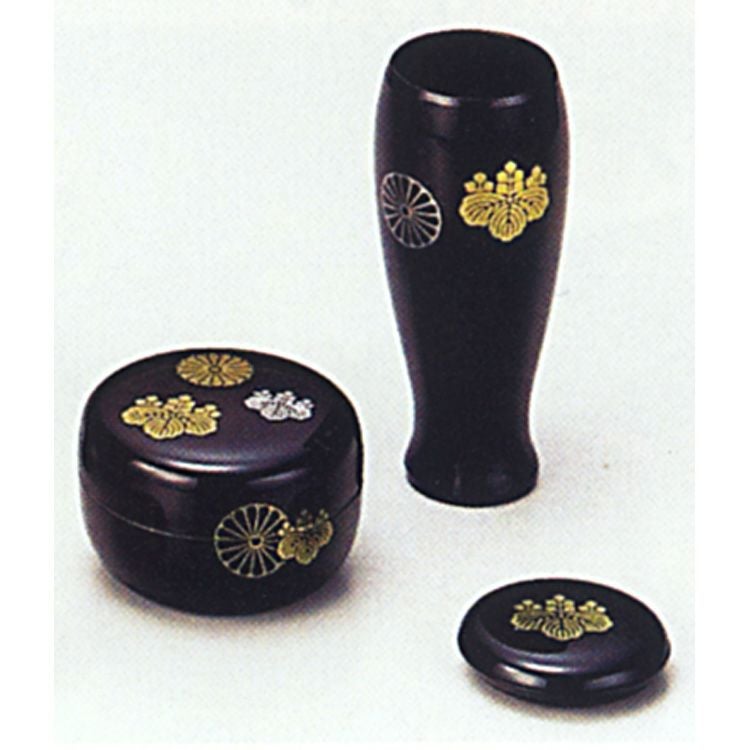 茶道具 三点セット（棗・香合・茶筌筒） 黒 高台寺 （樹脂製） 三点