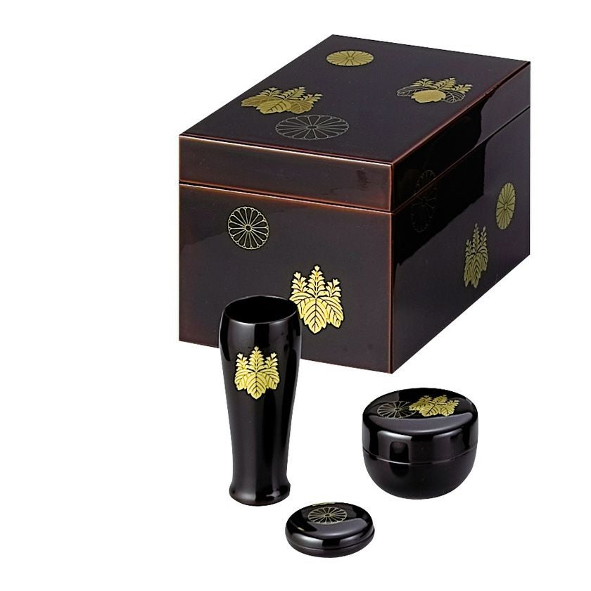 L23 送料無料　利休茶箱　高台寺 3点セット付　茶道具　棗　香合　茶筅 茶道具 茶箱（ちゃばこ） 利休茶箱 溜真塗 高台寺 （三点セット付） 宗悦
