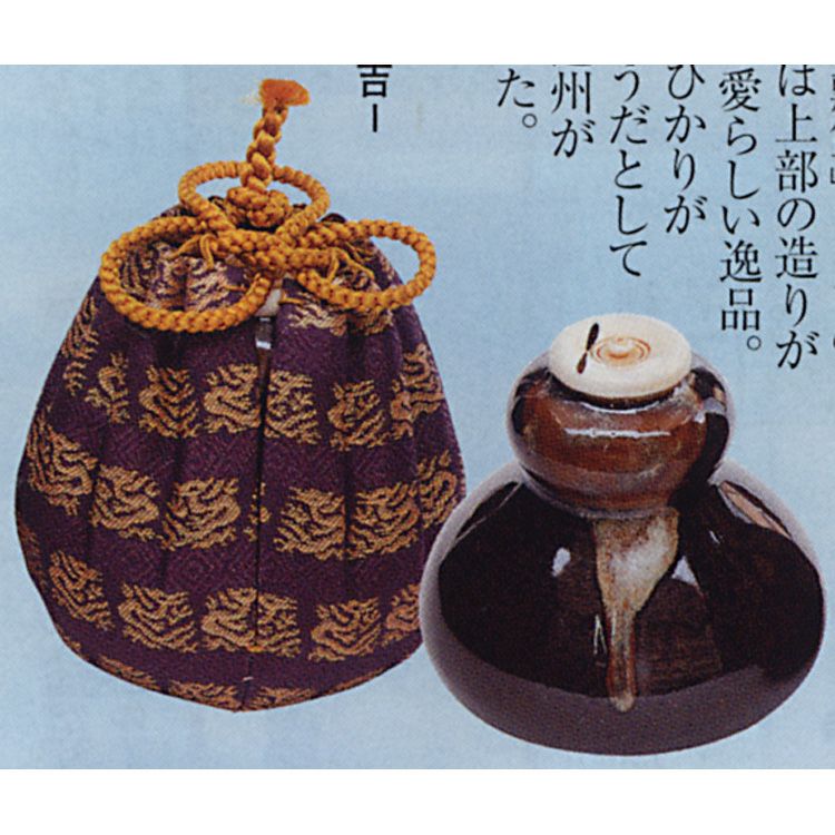 茶道具 茶入 蛍写 仕服：大徳寺裂 陶若窯 茶入