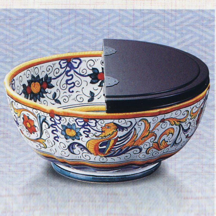 茶道具 平水指 鳳凰花紋 真塗割蓋 イタリア デルータ グラズィア製
