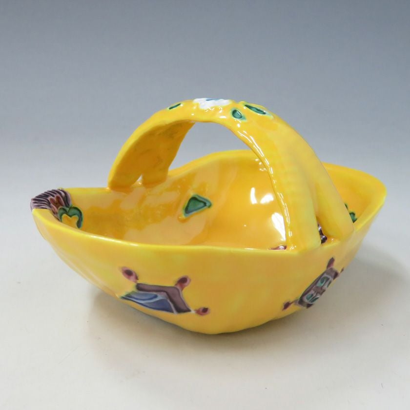 煎茶道 高野昭阿弥作 黄交趾唐草模様　煎茶急須 茶道具 煎茶道 盆巾皿 黄交趾 宝尽手付 高野昭阿弥