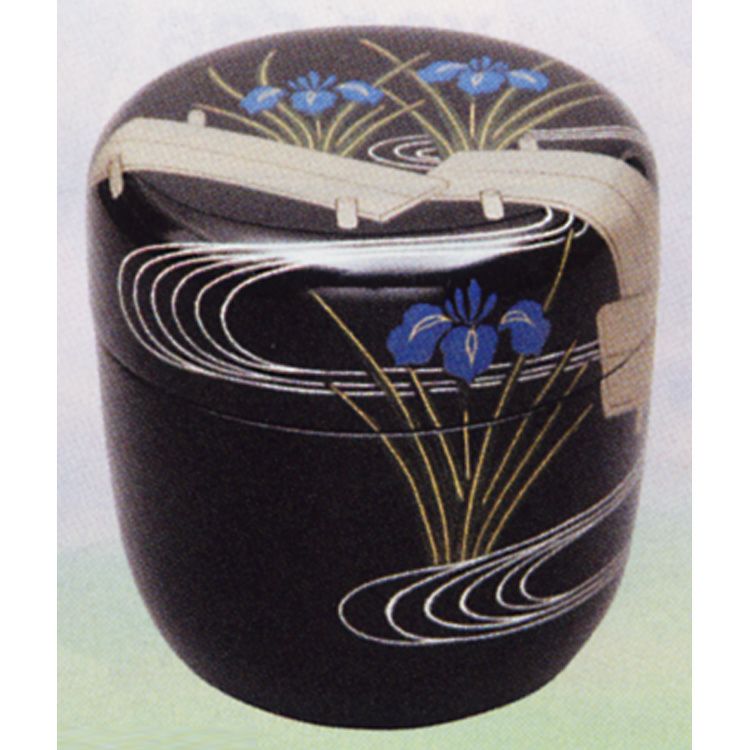 茶道具 中棗 黒漆 八ッ橋蒔絵 中村湖彩