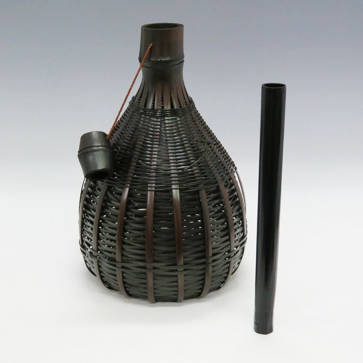 茶道具 花器 花入 虫籠 黒竹染 竹泉 茶道具 花入 花籠 籠花入 虫籠 染竹 (上塗竹入子)