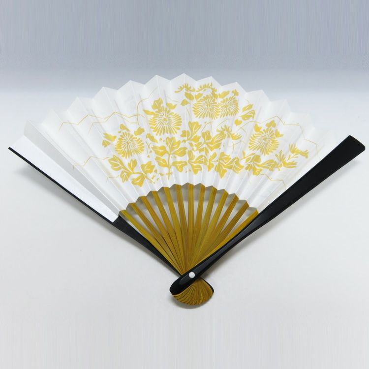 茶道具 扇子（せんす） 扇子 黒塗 表千家花押集 利休菊 6.5寸
