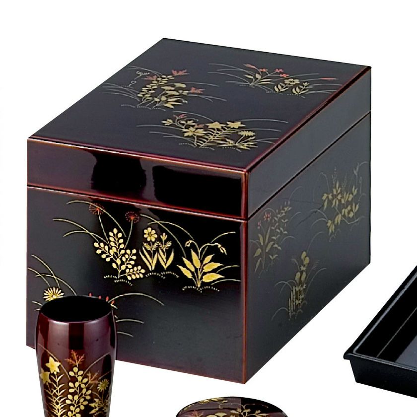 茶道具 茶箱（ちゃばこ） 利休茶箱 溜真塗 春秋 （三点セット付） 宗悦