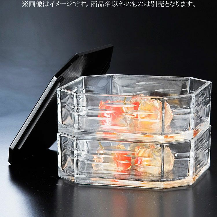 義山　ハンドカット　二段重　ガラスのお重　南元比古　未使用保管品　茶道具　菓し器 茶道具 義山 二段重(引重) 南元比古 菓子器 ○写真はイメージです
