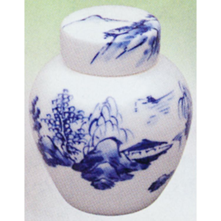 茶道具 茶入 染付 山水 加藤清昌