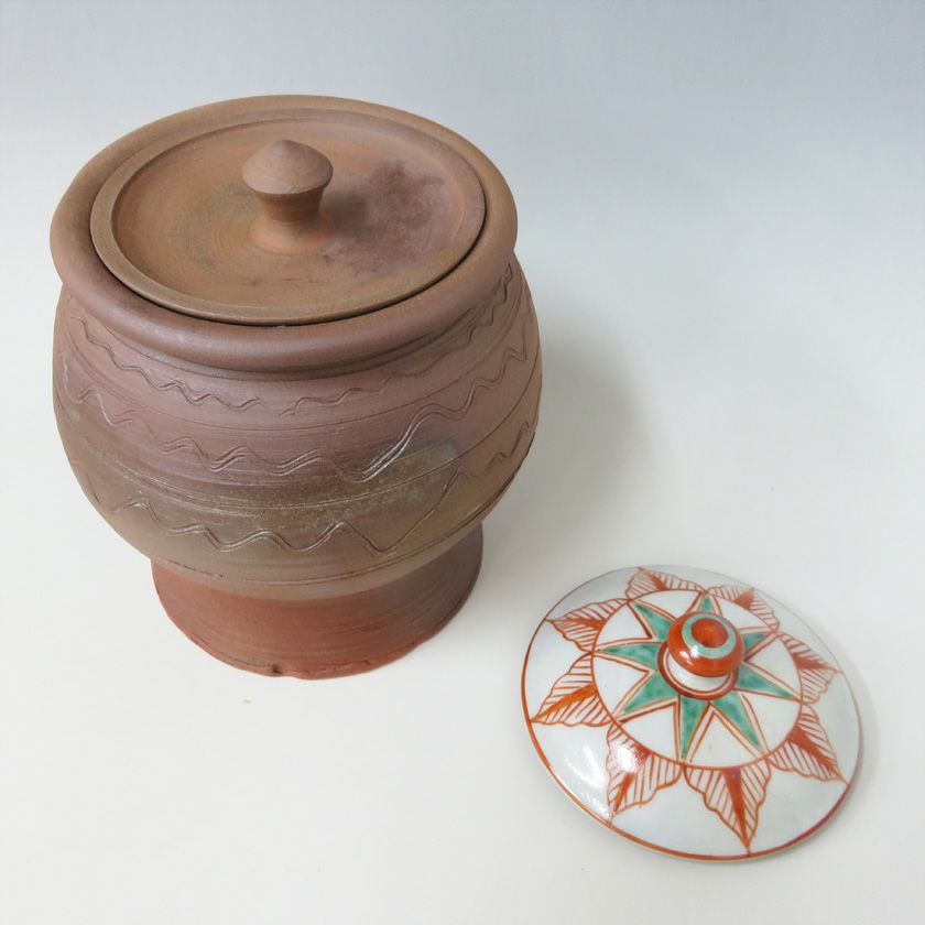 茶道具 南蛮 水指 時代 二重箱 旧家蔵出 送料無料(K-XA847) 南蛮芋頭水指 なんばんいもがしらみずさし | 鶴田 純久の章 お話