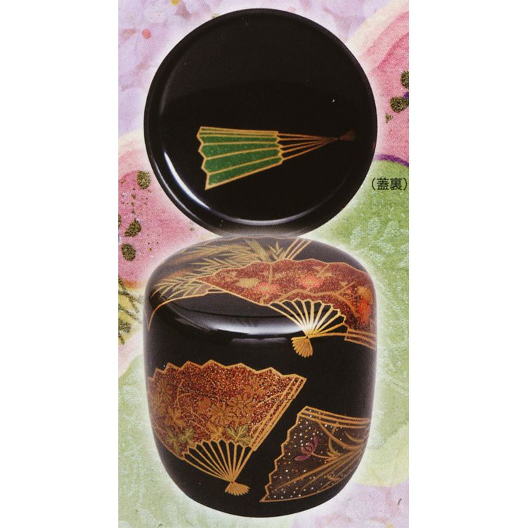 茶道具 中棗 黒塗 扇面四君子蒔絵 塚本規義