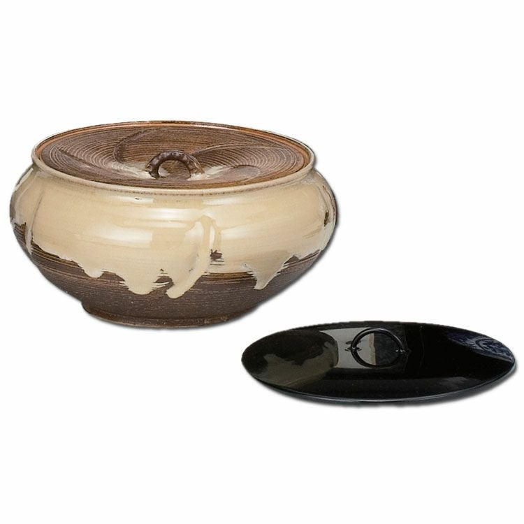 茶道具 水指 松竹梅紋 桃山窯 NO310 茶道具 水指（水差・みずさし） 捻梅水指 高取写 塗蓋付 中村与平