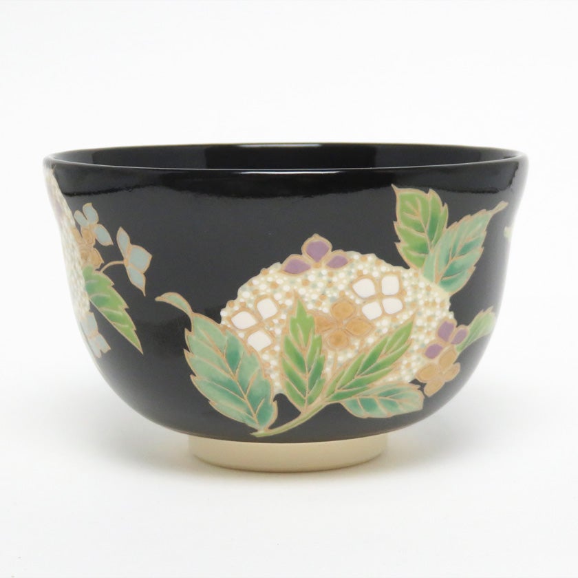 抹茶碗 宮地英香 黒仁清 紫陽花 茶道具 新品 茶道具 抹茶茶碗（まっちゃちゃわん） 茶碗 黒仁清 紫陽花 宮地英香