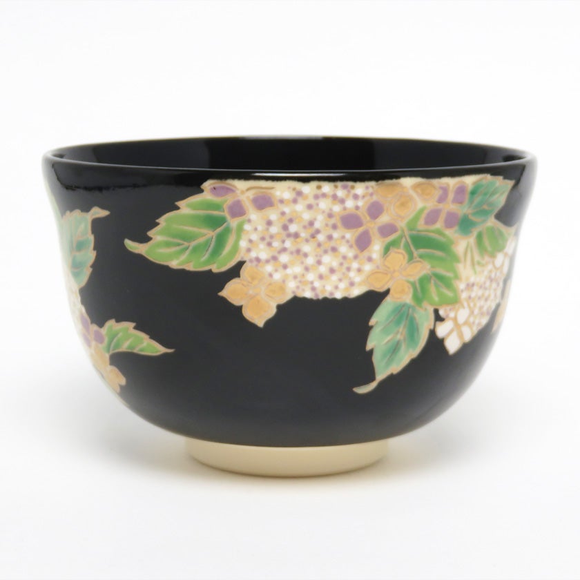 茶道具 抹茶茶碗（まっちゃちゃわん） 茶碗 黒仁清 紫陽花 宮地英香