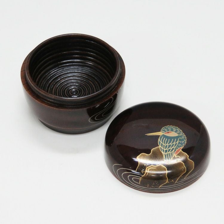 茶道具 丸香合 木地溜塗 翡翠 中村宗悦 香合