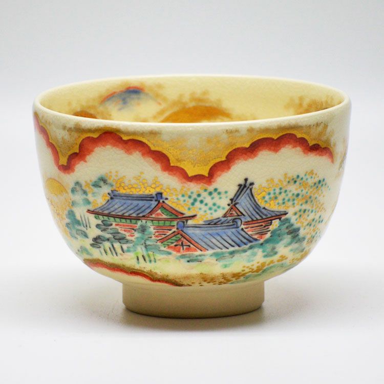 茶道具 茶碗茶碗 色絵 山寺 林淡幽