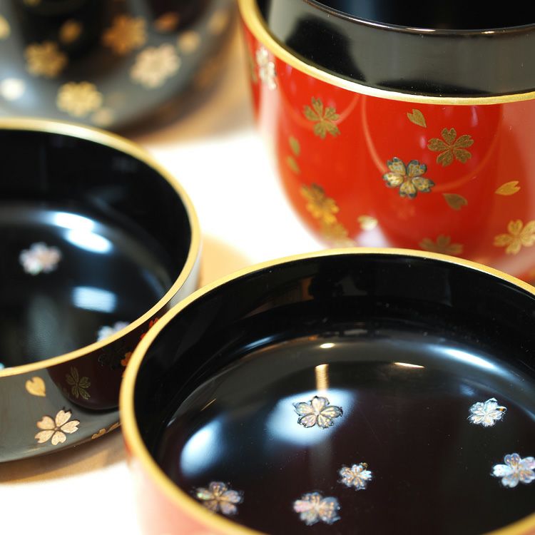 茶道具 真塗 利休棗 隆佳作 美品(LC715) 茶道具 棗桜図蒔絵黒利休棗Ken MAKIE Studio「彩輝光」