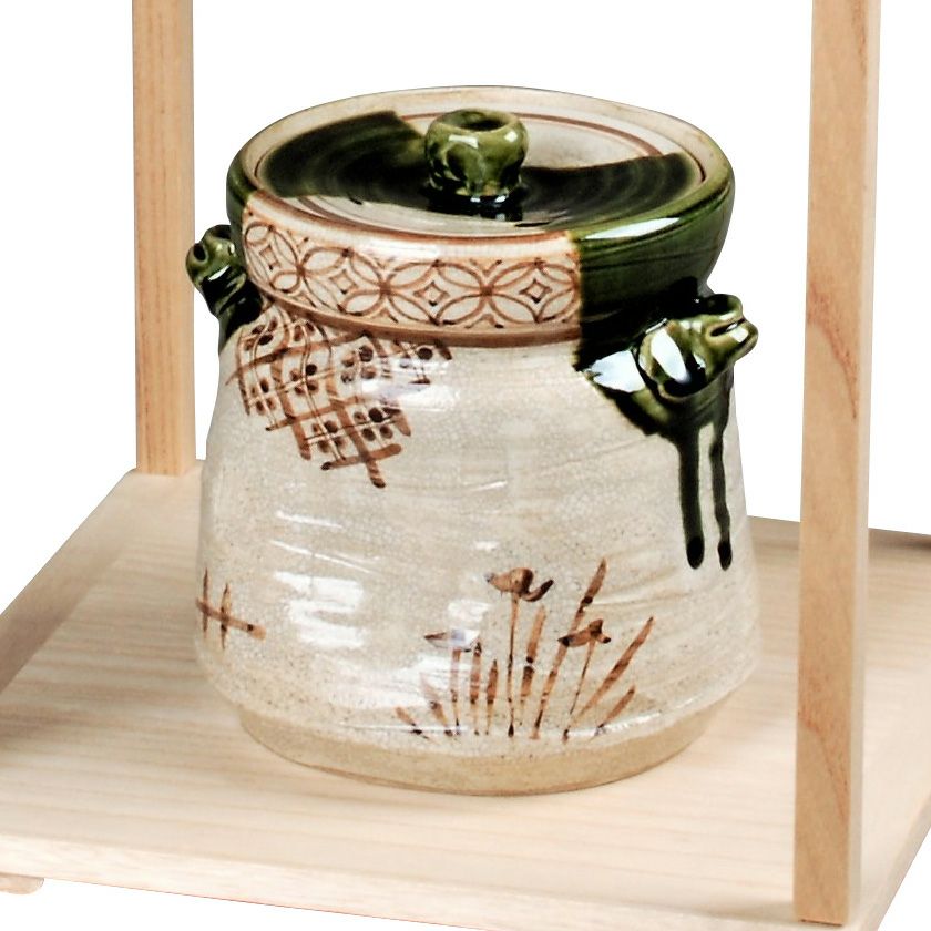 茶道具 水指（水差・みずさし） 水指 織部 耳付 松本鉄山作