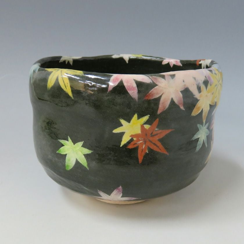 楽焼 吹寄 紅葉 御勅題「母」 吉村楽入 楽入窯 抹茶碗 茶道具 共箱（95t） 吉村楽入（よしむららくにゅう） | 千年の香り 千紀園