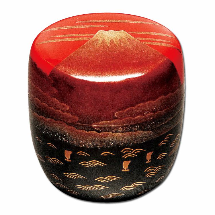 中村宗悦 茶道具 茶入れ 赤色 小型 茶道具 棗 薄茶器 大棗 赤富士蒔絵 中村宗悦作