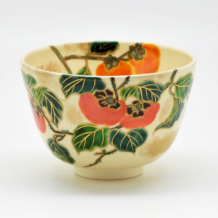 茶道具 茶碗<br>茶碗 仁清 柿 水出宋絢 抹茶茶碗は茶の湯文化である表千家・裏千家の茶道具や抹茶を専門に扱う千紀園（せんきえん）が通販で販売しています。茶会また初心者向けのお稽古用にご利用いただける抹茶碗です。贈り物・ギフトにも人気です。