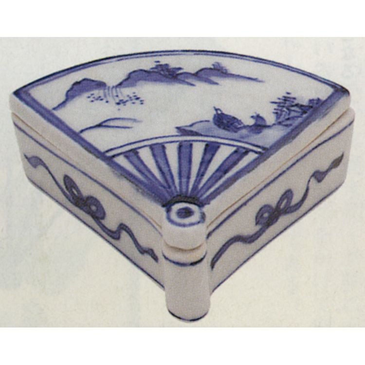 茶道具 染付 扇面 香合 林秀峰
