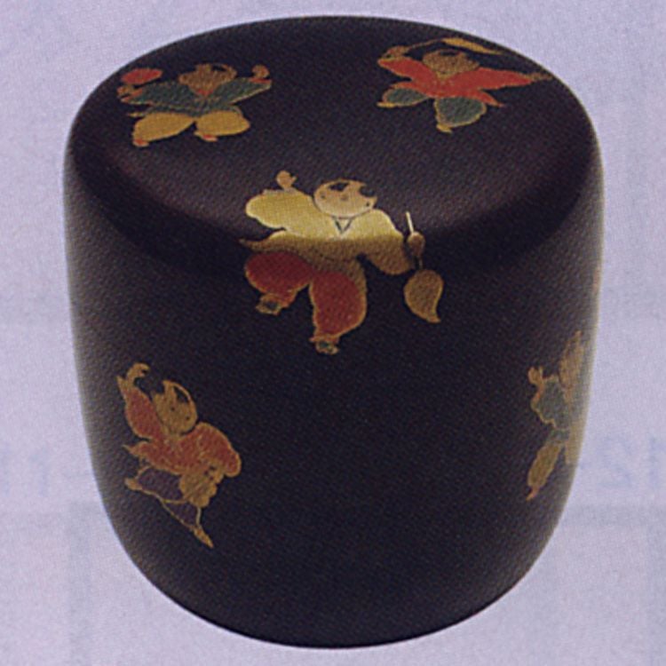 茶道具 唐子蒔絵 溜大棗 林勝 溜大棗