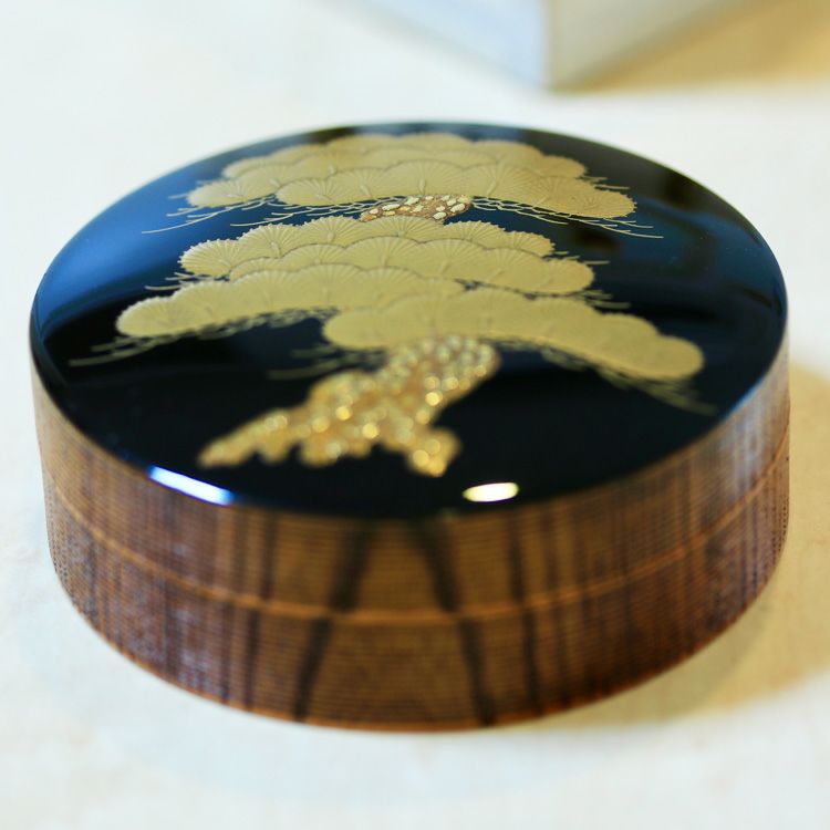 茶道具 香合老松図蒔絵欅香合 (大)Ken MAKIE Studio「彩輝光」