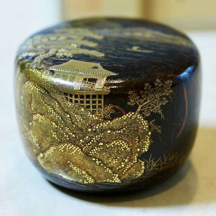 茶道具 棗山水図蒔絵和紙貼り平棗Ken MAKIE Studio「彩輝光」