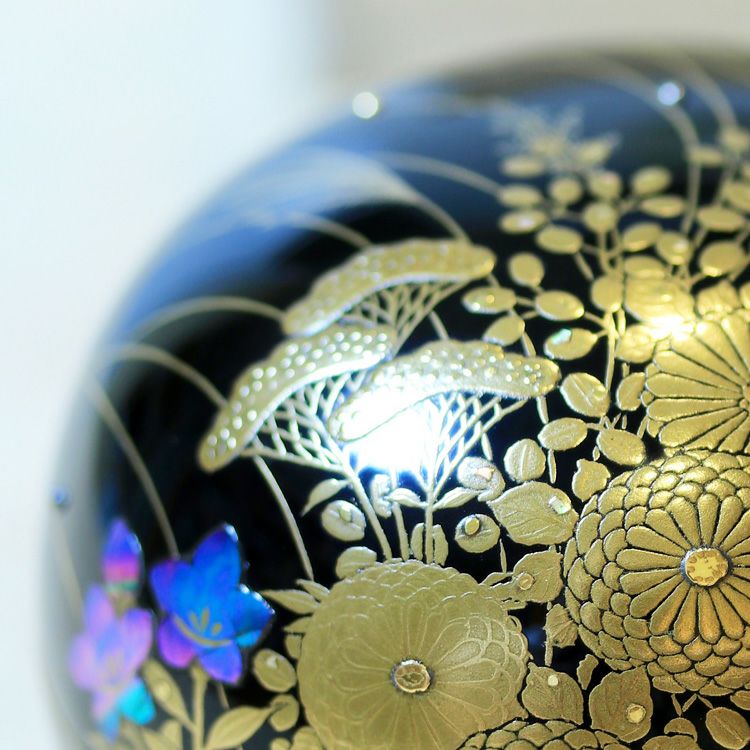 茶道具 棗秋草図蒔絵丸棗Ken MAKIE Studio「彩輝光」