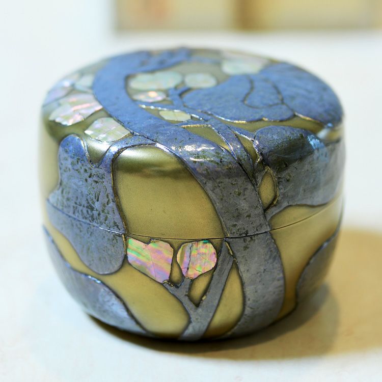 茶道具 棗水葵蒔絵平棗Ken MAKIE Studio「彩輝光」