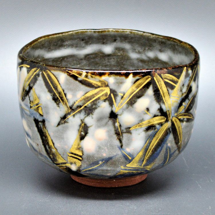 筒茶碗·菰山窯 「雪笹」 茶道具 抹茶茶碗（まっちゃちゃわん） 茶碗 乾山 雪笹 原 清晁